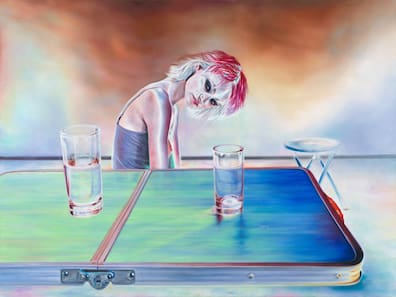 Anya Janssen, Evidence of Things Not Seen, 2023 – Öl auf Leinen, 90 × 120 cm. 