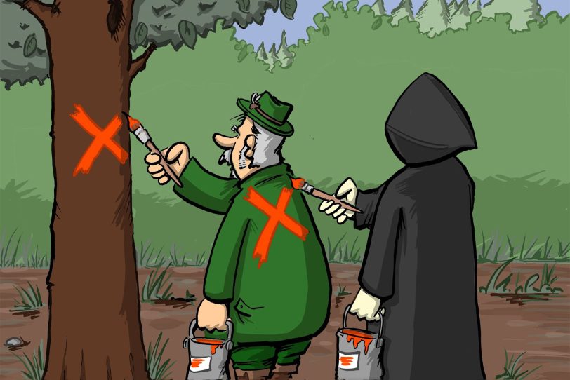 Aus der „Tot aber lustig“-Serie des Herner Cartoonisten Michael Holtschulte.