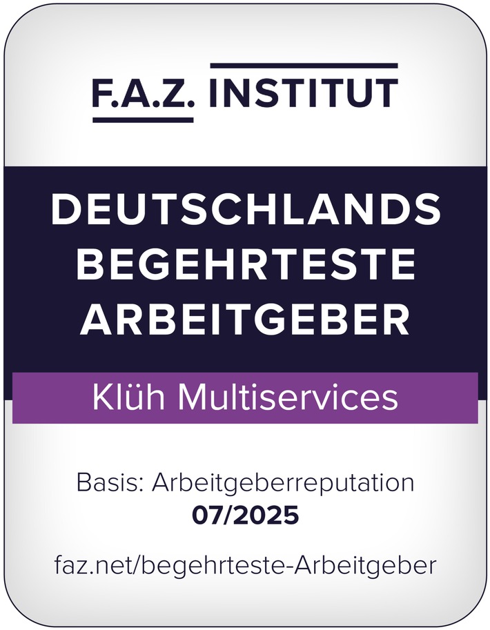 Bestplatzierung im Branchen-Ranking / Klüh erneut begehrtester Arbeitgeber im Facility Management