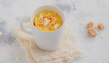 Köln | Rezept für Tassenkuchen mit weißer Schokolade und Karamell