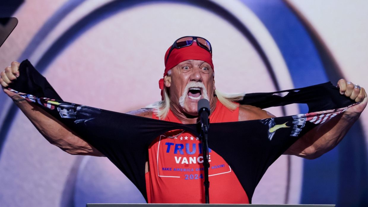 Der größte Wrestling-Star aller Zeiten: Hulk Hogan auf dem Parteitag der Republikaner im Juli 2024