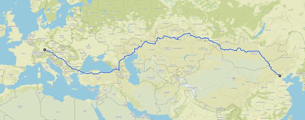 Die Route führte die beiden Männer von München über die Türkei und Russland bis nach Peking.
