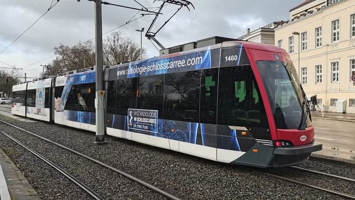 Eine Straßenbahn in Braunschweig fährt über Gleisschotter (Archivbild): Statt grauen Steinen sollen farbenfrohe Blumen Mensch und Tier erfreuen.