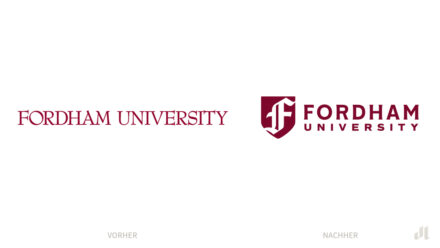 Fordham University Logo – vorher und nachher, Bildquelle: Fordham University, Bildmontage: dt