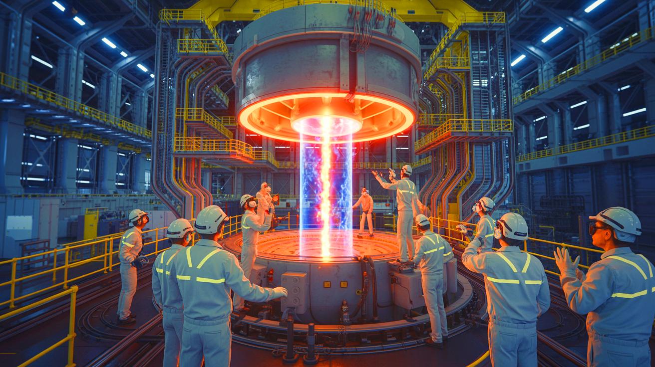 Illustration von der internationalen Zusammenarbeit am Fusionsenergieprojekt ITER.