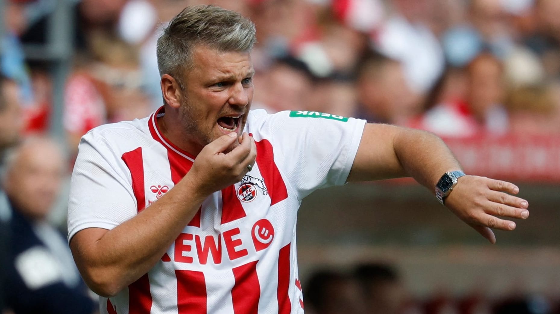 Lukas Kwasniok: Der Kölner Trainer entschied sich für ein Trikot an der Seitenlinie.