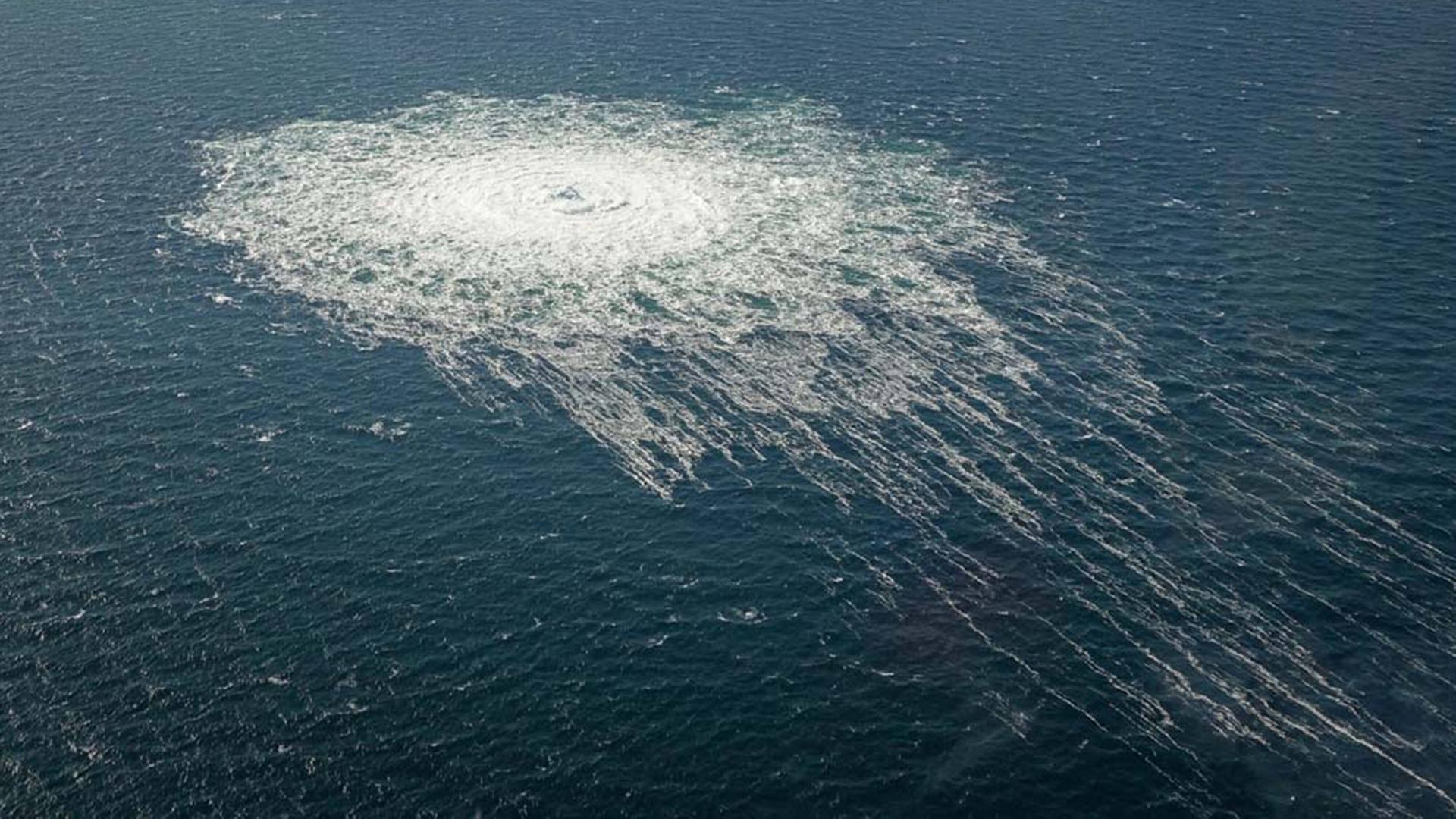 Luftaufnahme des Gaslecks der Nord-Stream-2-Pipeline