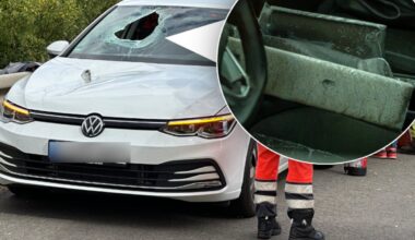 Unfall A4: Metallteil durchbohrt VW