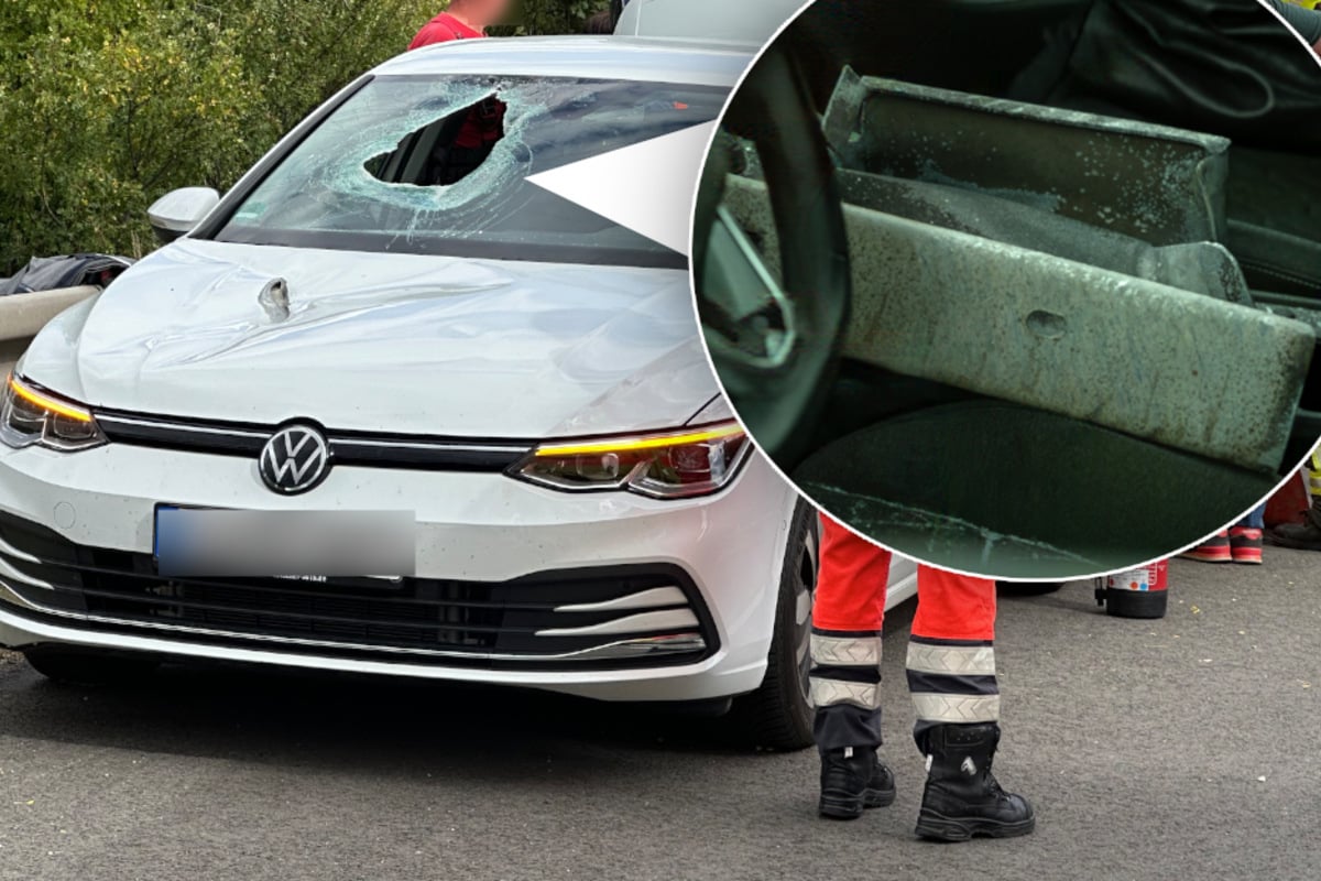 Unfall A4: Metallteil durchbohrt VW