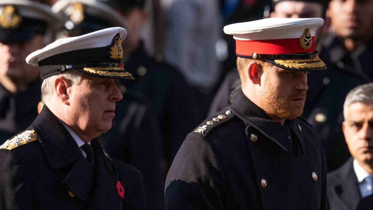 Ein neues Buch berichtet über einen angeblichen Streit zwischen Prinz Andrew (li.) und Prinz Harry.