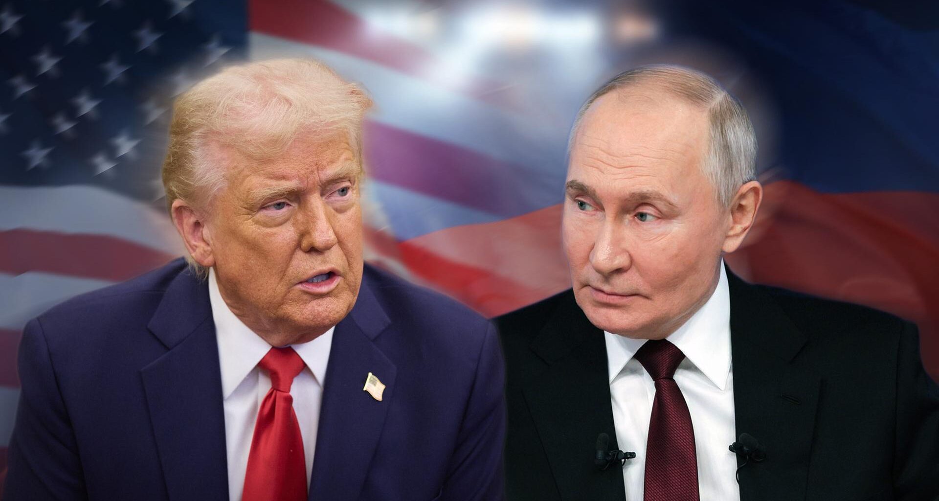 In einer Fotomontage sind US-Präsident Trump und Russlands Präsident Putin zusammen zu sehen.