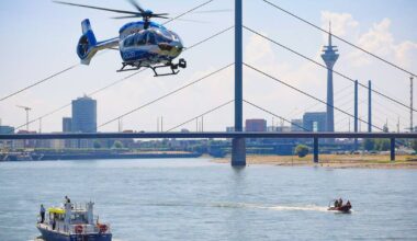 Person im Rhein – Großeinsatz am Freitagabend in Düsseldorf