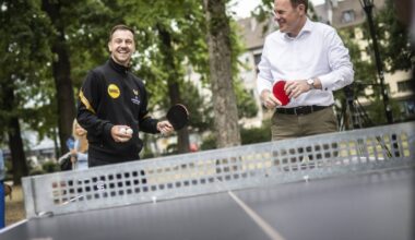 Tischtennisplatte für Timo Boll steht jetzt im Hofgarten