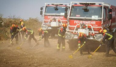 Feuerwehrleute aus der Region in Spanien im Einsatz