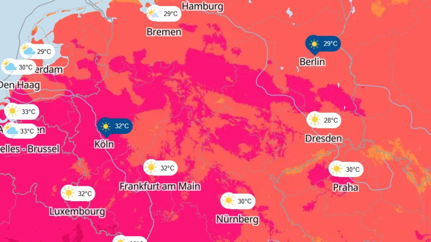 Wetter und Hitzewelle in Deutschland: Live-Karten zeigen Temperaturen