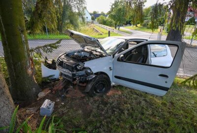 PKW kracht durch Gartenzaun: Fahrer flüchtet von Unfallstelle bei Leisnig - PKW kracht durch Gartenzaun.