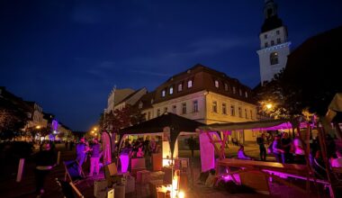 Besucher feiern ausgelassen bei „Licht & Wein“