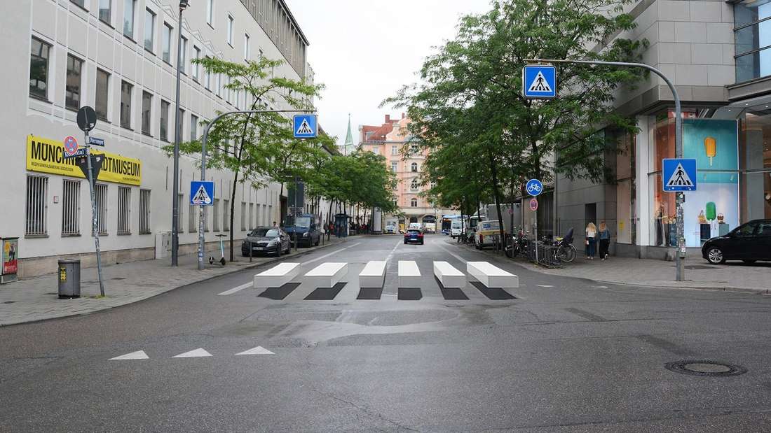 Schwebender Zebrastreifen in München