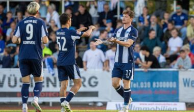 Jubel bei Herthas Torschütze Sebastian Grönning (r.) (imago images/Sebastian Räppold)
