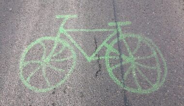 Grünes Radsymbol auf Asphalt.