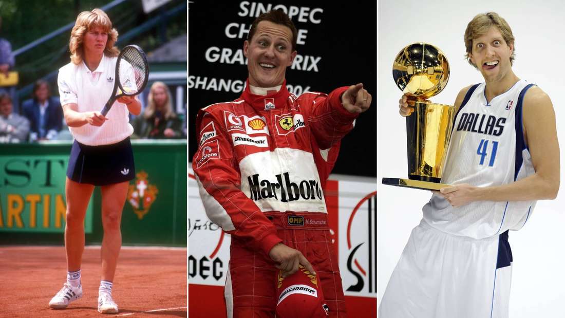 Steffi Graf, Michael Schumacher & Dirk Nowitzki (v. li.)