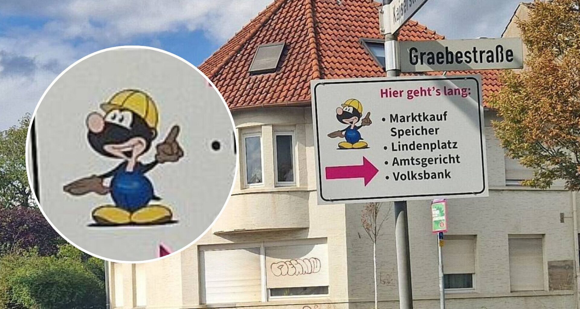 Tierischer Helfer: Ein Maulwurf lotst die Autofahrer durch die Baustellen in Halle | Haller Kreisblatt