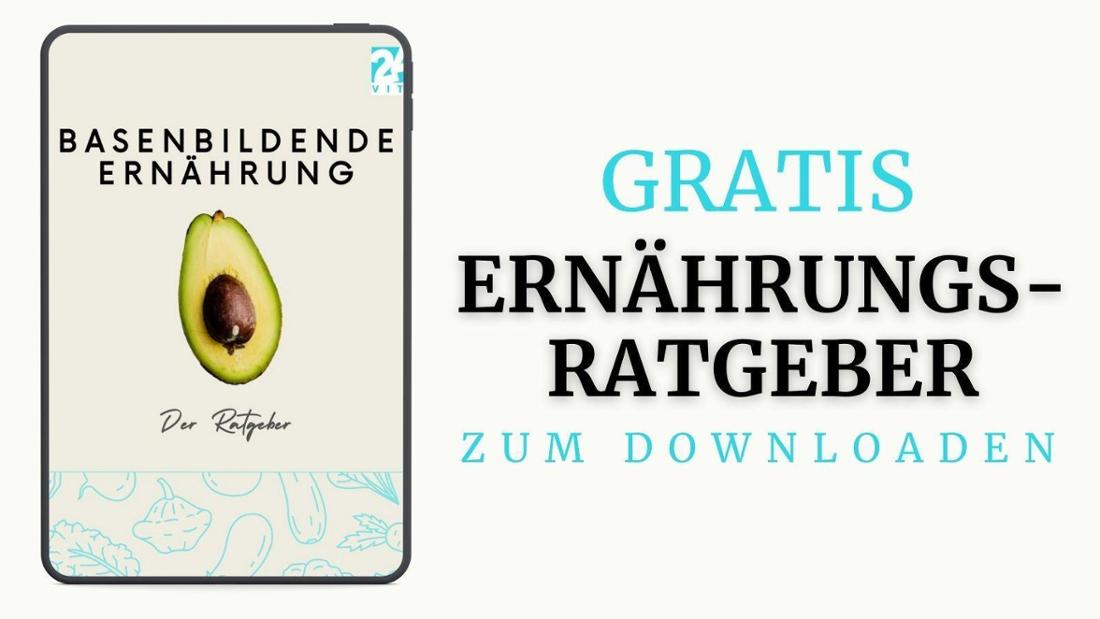 Laden Sie sich den Ratgeber zum Thema basenbildende Ernährung kostenlos als PDF herunter.