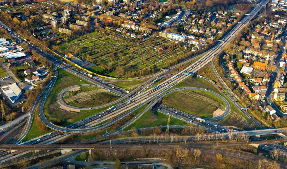 Eine Lauftaufnahme vom Kreuz Herne in Nordrhein-Westfalen.