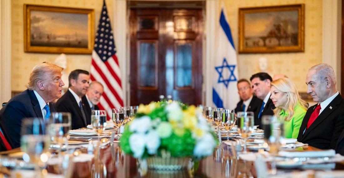 US-Präsident Donald Trump beim Dinner mit Israels Ministerpräsident Benjamin Netanjahu. (Archivbild)
