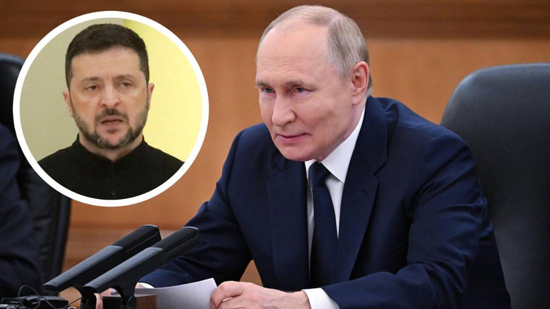 Im Kriegszustand: Wolodymyr Selenskyj (li.) und dessen Ukraine gegen Wladimir Putins Russland.
