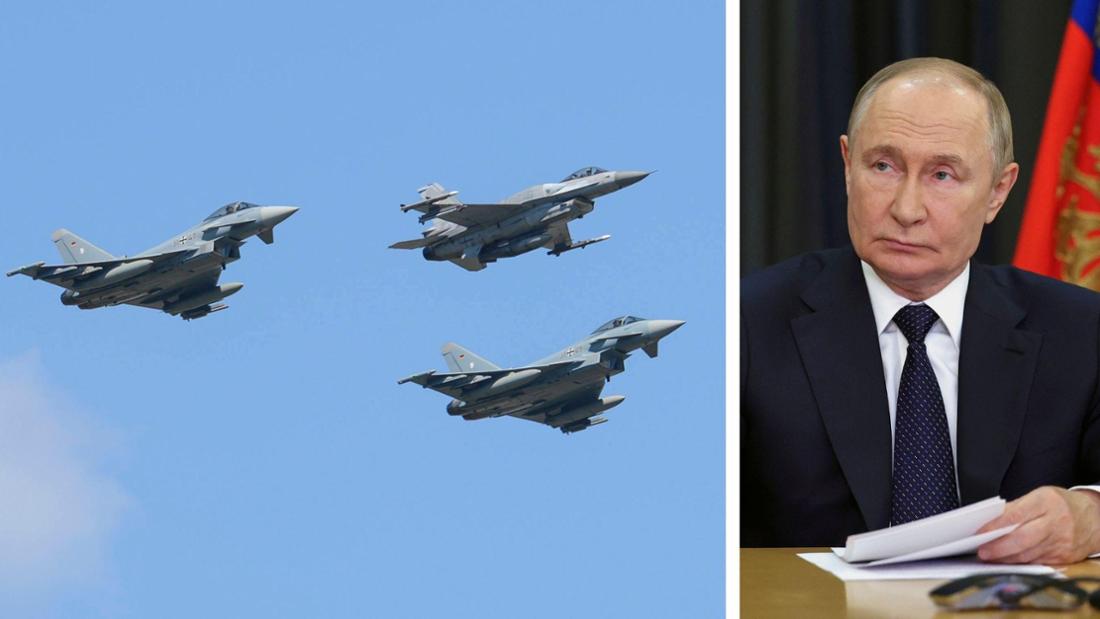 Montage von polnischen Kampfjets und Kreml-Chef Wladimir Putin.