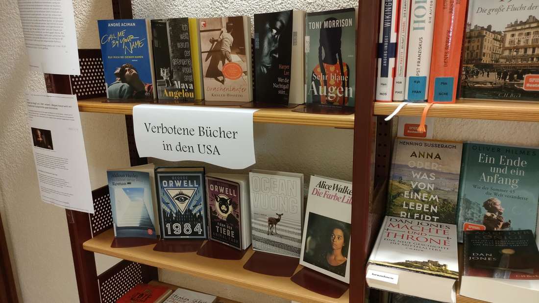 Mehr als 30 Bücher, die an US-Schulen teilweise verboten sind, hat die Stadtbücherei aus ihrem Bestand herausgesucht.