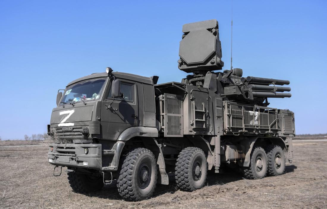 Ein russisches Flugabwehrsystem 96K6 Panzir im Ukraine-Krieg. (Symbolfoto)