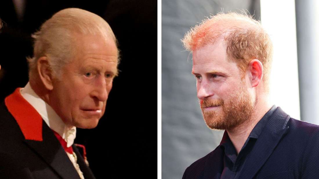 König Charles (l) hält wie seine Mutter, Queen Elizabeth II. nichts von Teilzeit-Royals, wie Prinz Harry es ihm vorgeschlagen haben könnte.
