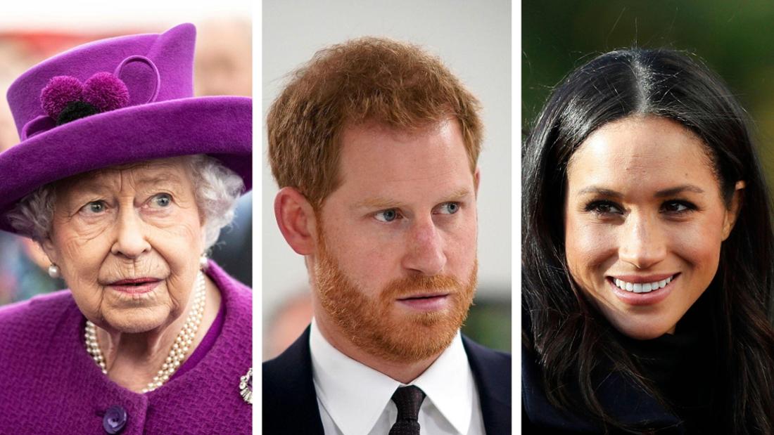 „Unterdrückte Wut“ entdeckt ein Körpersprachler bei Prinz Harry (Mi.) , als Meghan (r.) die Queen (li.) und das herrschende Königshaus-Protokoll vor laufenden Kameras verhöhnte. 
