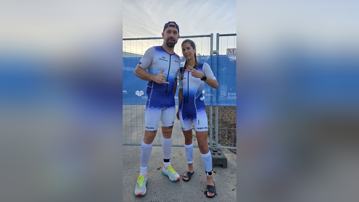 Dennis Vogtmann und Denise Beutelt gingen für den ASV ins heimische Ironman-Rennen.
