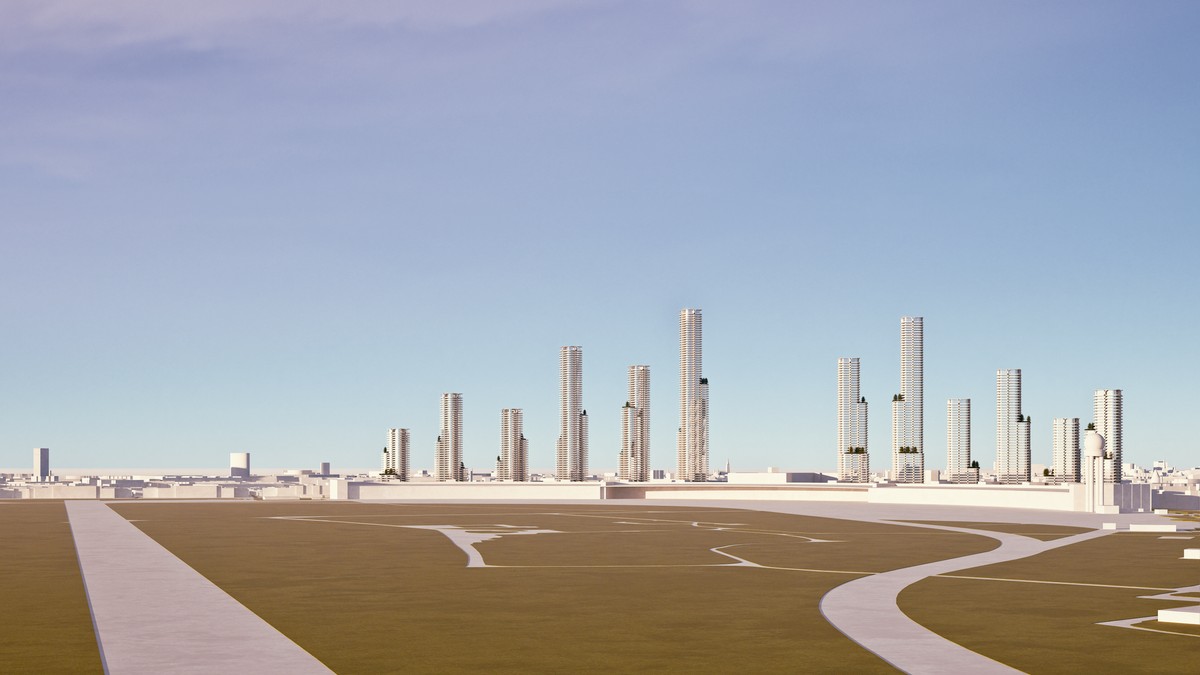 Der Entwurf des Berliner Architekten Christoph Langhof sieht zwölf Türme zwischen 60 und 240 Metern Höhe vor. Was halten davon die Besucher und Fans des Tempelhofer Felds? Der Entwurf des Berliner Architekten Christoph Langhof sieht zwölf Türme zwischen 60 und 240 Metern Höhe vor. Was halten davon die Besucher und Fans des Tempelhofer Felds?