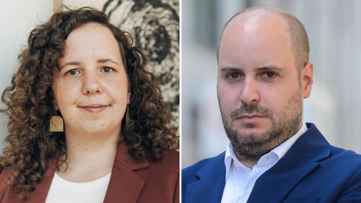 Jule Wenzel (Grüne Duisburg) und Frederik Engel (JuDU)