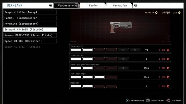Waffen-Upgrades in Cronos: The New Dawn.