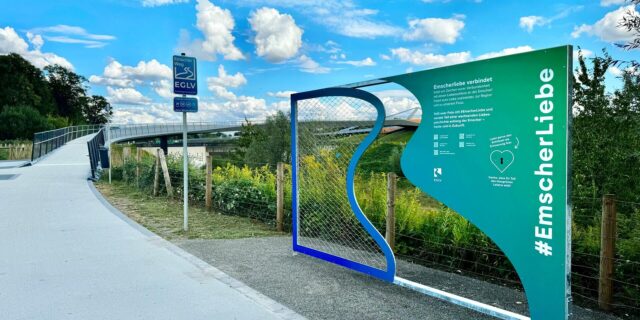 Die Liebesschlossanlage am „Sprung über die Emscher“