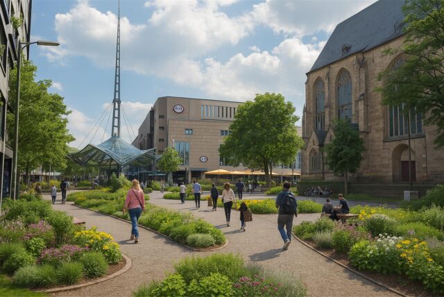 Der KI-Assistent Chat GPT hat die Straße nördlich der Reinoldikirche für diesen Entwurf umgestaltet.