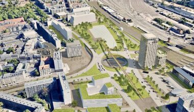 So ordnet sich der Hotelneubau auf dem Riebeckplatz ein. Nördlich des Rondells (schraffierte Fläche) wird das Zukunftszentrum stehen.