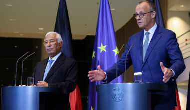 Bildbeschreibung: Bundeskanzler Friedrich Merz und EU-Ratspräsident Antonio Costa.