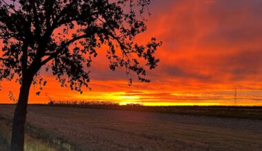 Roter Abendhimmel über Leipzig stimmt auf anstehende „Blutmond“-Finsternis ein