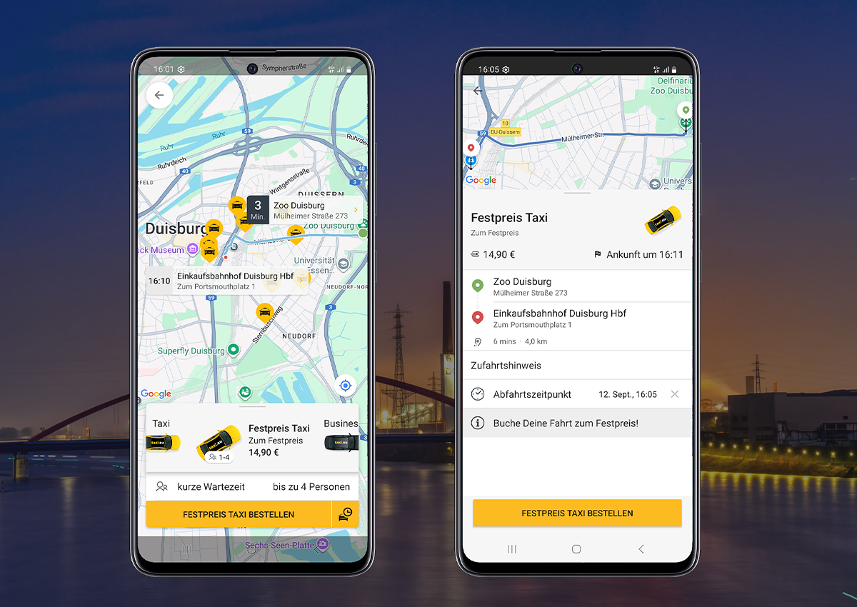 Taxifestpreise jetzt in Duisburg und Hannover