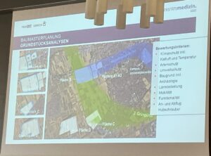 Bisherige Flächenanalyse für einen Neubau eines Zentralklinikums mit Flächen a bis D. – Grafik: Mainzer Unimedizin