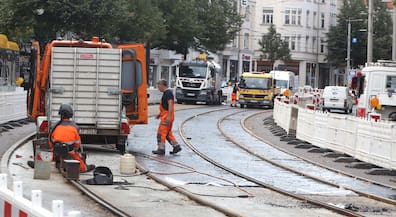 Die Instandsetzungsarbeiten in der Breite Straße/Riebeckstraße laufen planmäßig.