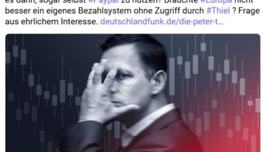 Mastodon-Post von Dr. Michael Blume vom 29.08.2025, in dem er vor Palantir und PayPal warnt und auf den Podcast "Die Peter Thiel Story" hinweist.