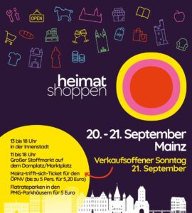 "Heimat shoppen" in Mainz mit dem verkaufsoffenen Sonntag am 21. September 2025. 