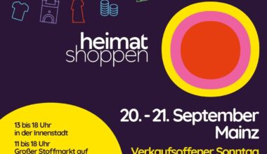 "Heimat shoppen" in Mainz: Verkaufsoffener Sonntag am 21. September 2025 - Flatrate-Parken und Stoffmarkt